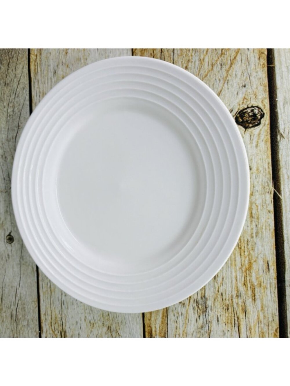 Sonoma Home Life + Style HORIZON Embossed Ring White Stoneware Salad Plate Set 4 - Picture 8 of 16